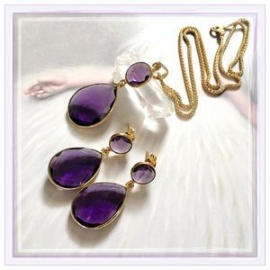 22K Gold Vermeil Amethyst Necklace And Earrings